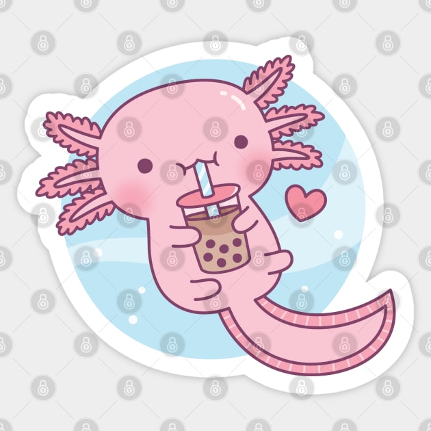 Cute Axolotl Loves Bubble Tea Sticker by rustydoodle